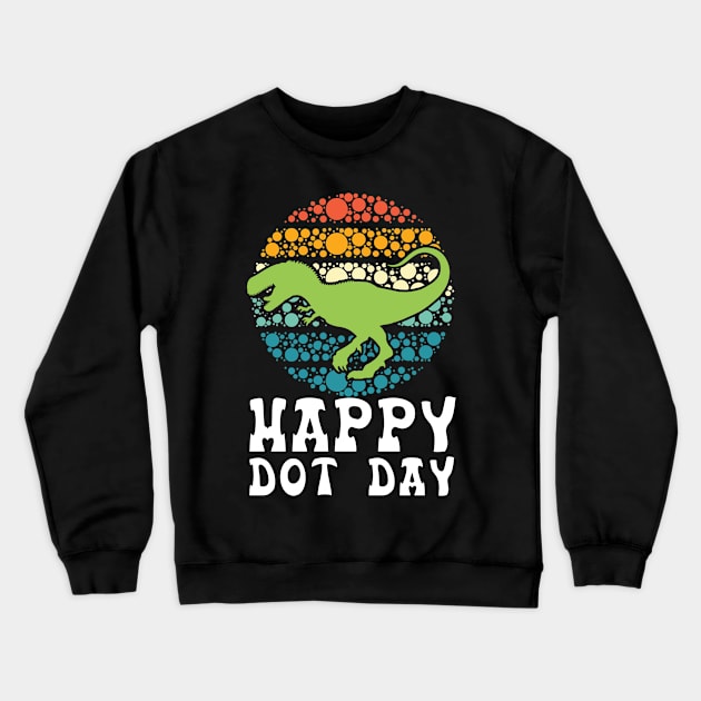 Happy International Dot Day Colorful Polka Dot Dinosaur Boys Crewneck Sweatshirt by The Design Catalyst